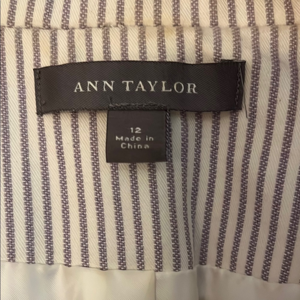 Ann Taylor White and Lavender Stripe Blazer with Notched Lapel - Picture 2 of 5